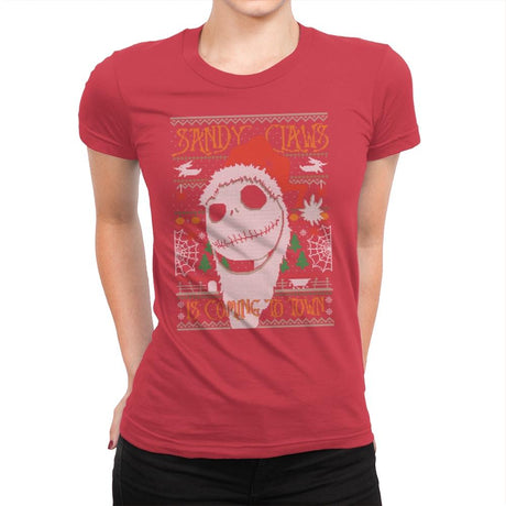 Sandy Claws - Ugly Holiday - Womens Premium T-Shirts RIPT Apparel Small / Red