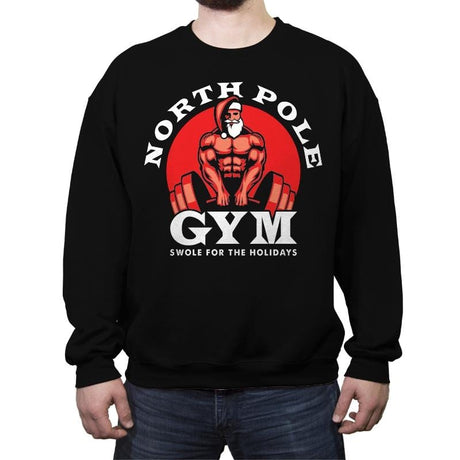 Santa's Gym - Crew Neck Sweatshirt Crew Neck Sweatshirt RIPT Apparel Small / Black