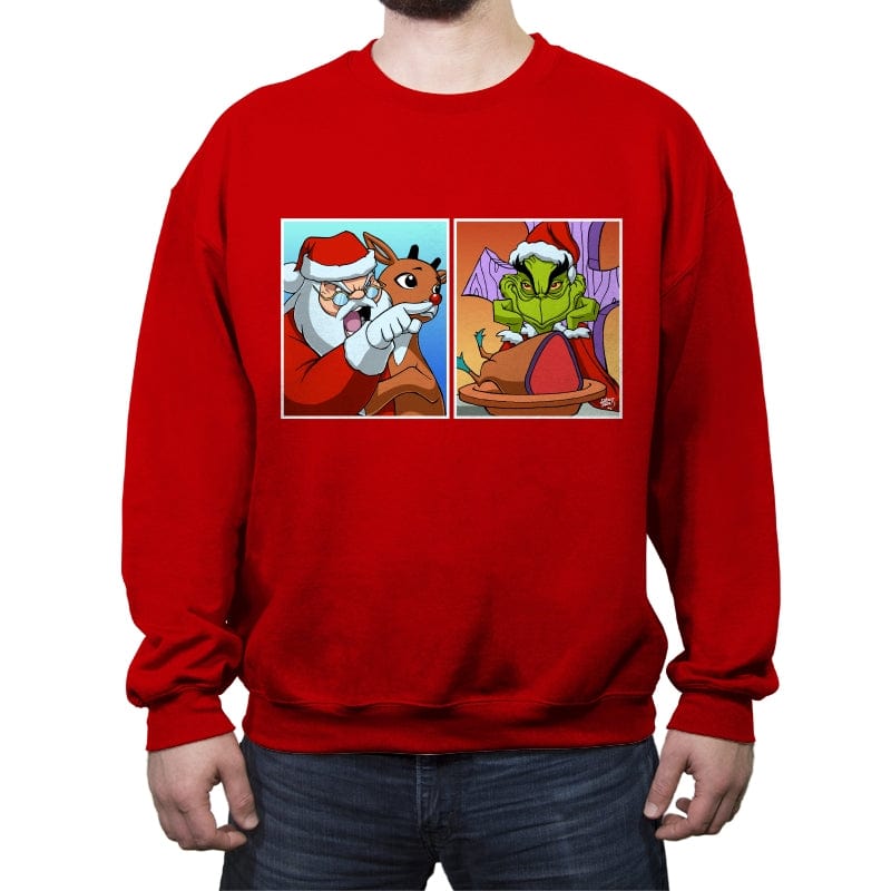 Santa Yelling - Crew Neck Sweatshirt Crew Neck Sweatshirt RIPT Apparel Small / Red