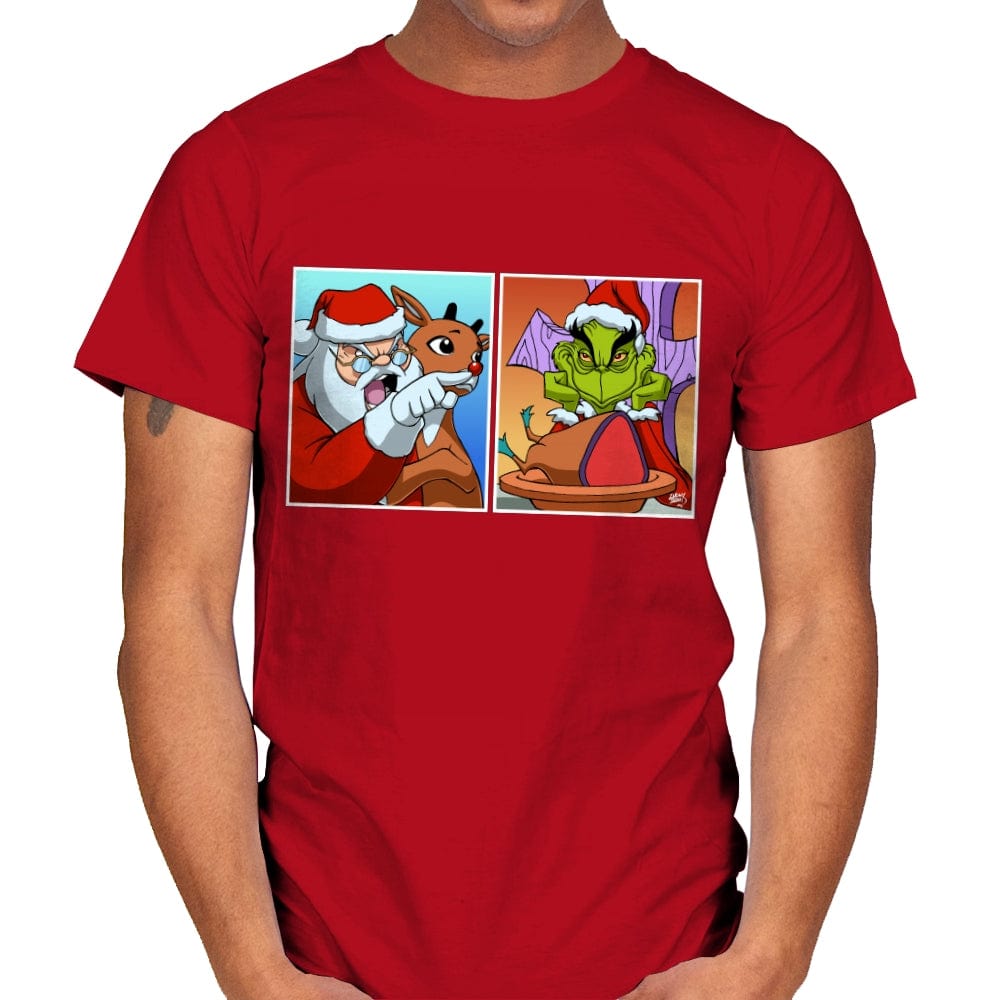 Santa Yelling - Mens T-Shirts RIPT Apparel Small / Red