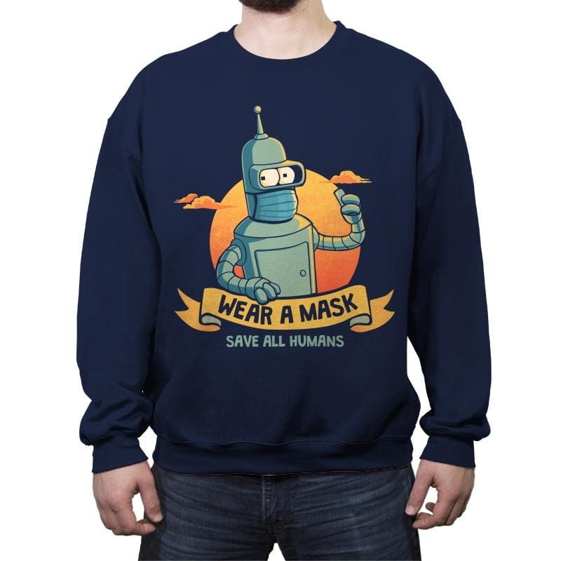 Save All Humans - Crew Neck Sweatshirt Crew Neck Sweatshirt RIPT Apparel Small / Navy