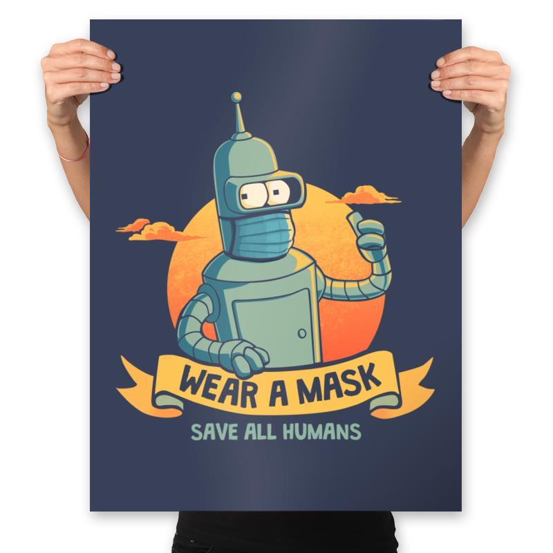 Save All Humans - Prints Posters RIPT Apparel 18x24 / Navy