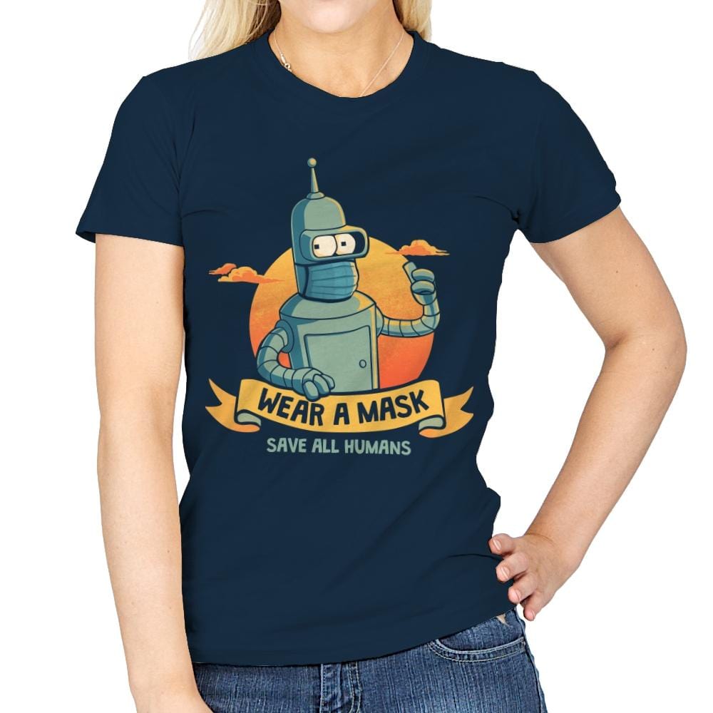 Save All Humans - Womens T-Shirts RIPT Apparel Small / Navy