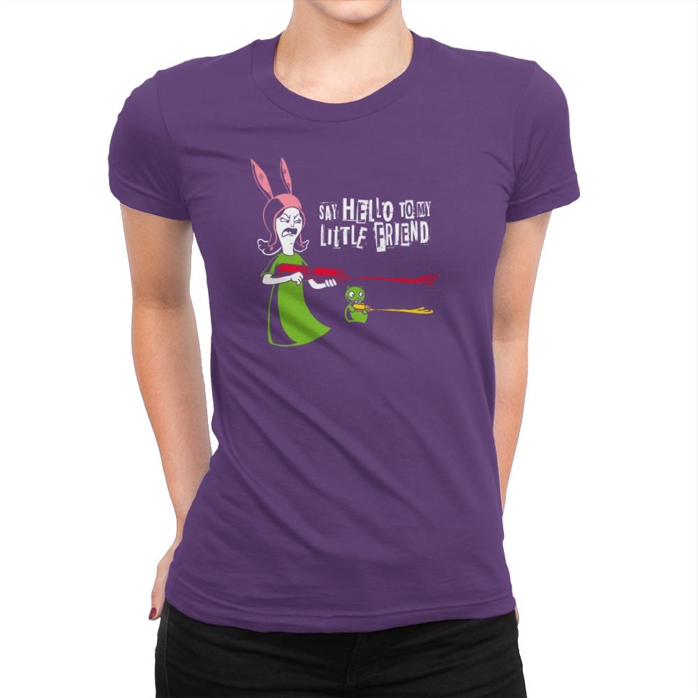 Say Hello to My Little Friend! Exclusive - Womens Premium T-Shirts RIPT Apparel Small / Purple Rush