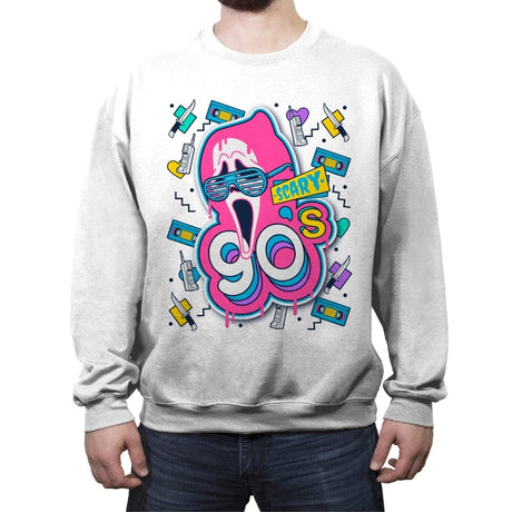 Scary 90s - Crew Neck Sweatshirt Crew Neck Sweatshirt RIPT Apparel Small / White