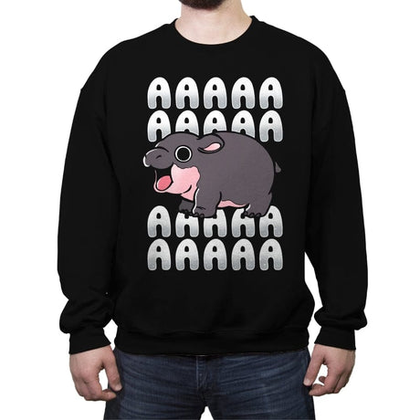 Screaming Hippo - Crew Neck Sweatshirt Crew Neck Sweatshirt RIPT Apparel Small / Black