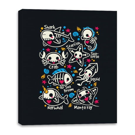 Sea Skeletons - Canvas Wraps Canvas Wraps RIPT Apparel 16x20 / Black