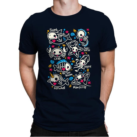 Sea Skeletons - Mens Premium T-Shirts RIPT Apparel Small / Midnight Navy