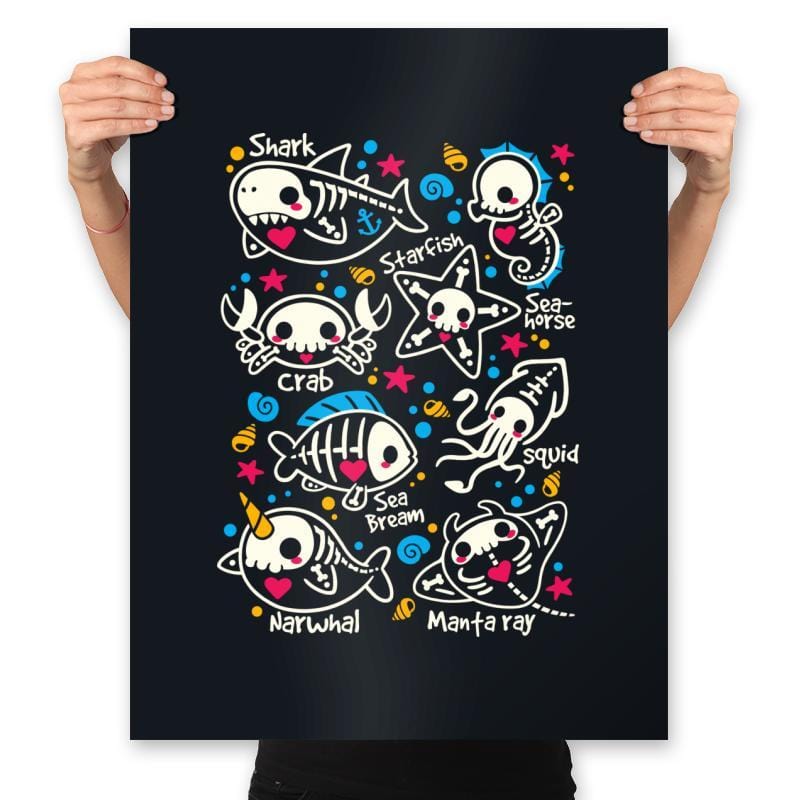 Sea Skeletons - Prints Posters RIPT Apparel 18x24 / Black