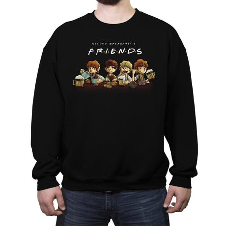 Second Breakfast's Friends - Crew Neck Sweatshirt Crew Neck Sweatshirt RIPT Apparel Small / Black