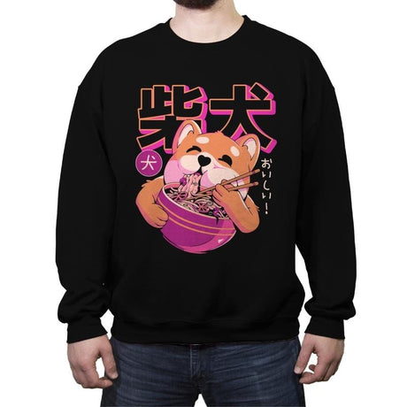 Shiba Noodles - Crew Neck Sweatshirt Crew Neck Sweatshirt RIPT Apparel Small / Black