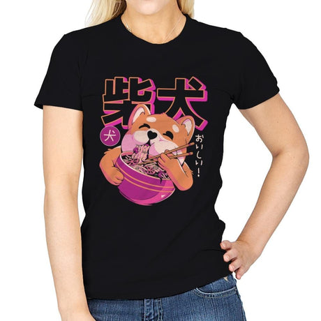 Shiba Noodles - Womens T-Shirts RIPT Apparel Small / Black