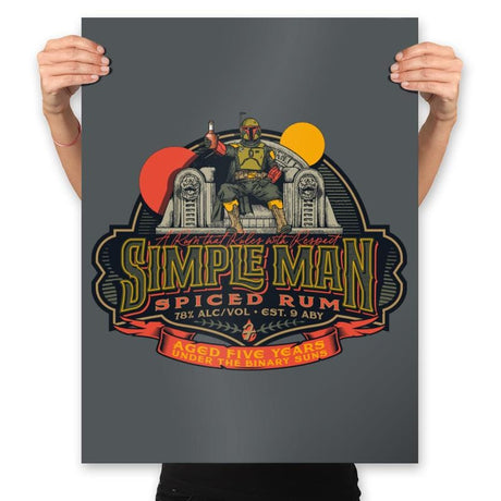 Simple Man Spiced Rum - Prints Posters RIPT Apparel 18x24 / Charcoal