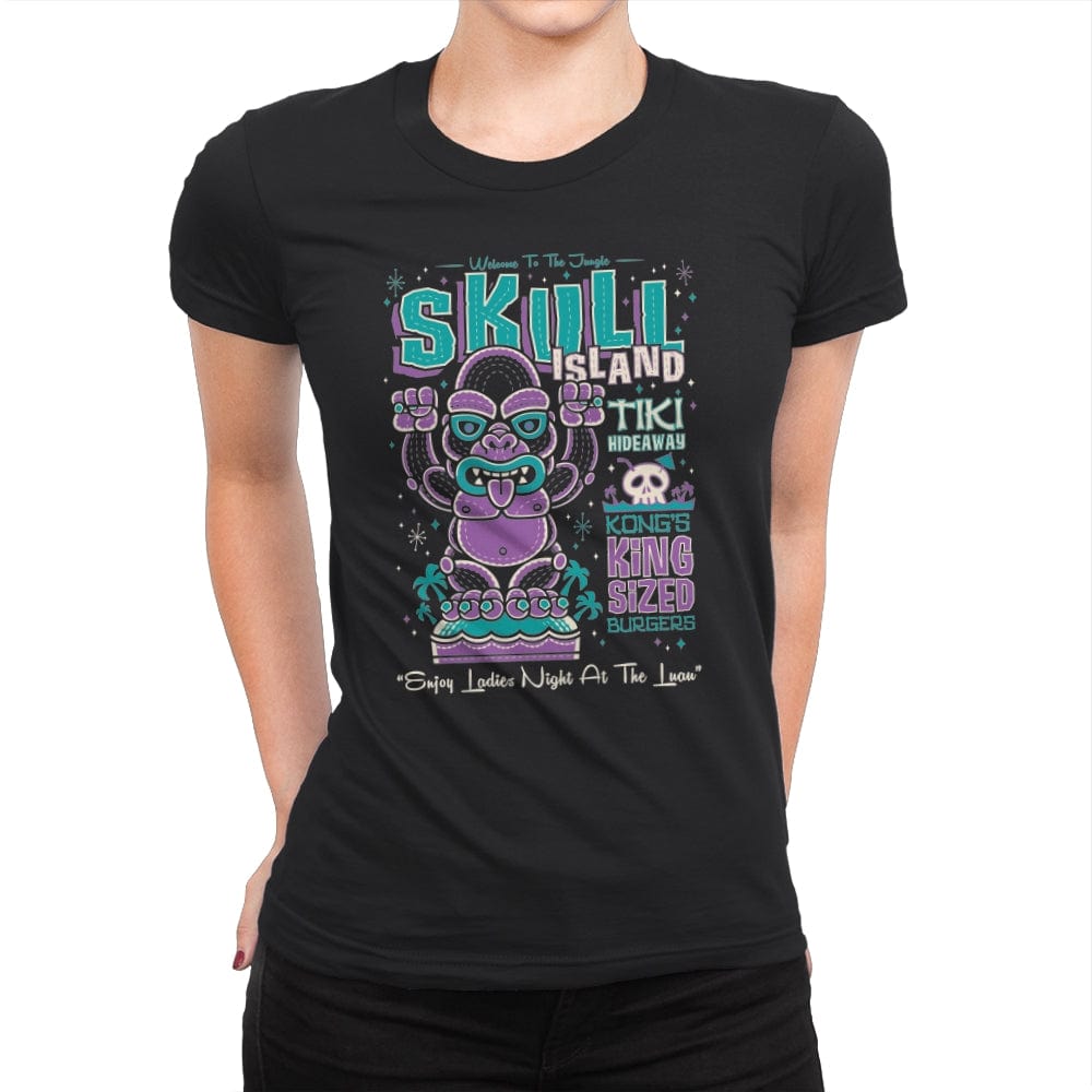 Skull Island Tiki Hideaway - Womens Premium T-Shirts RIPT Apparel Small / Black