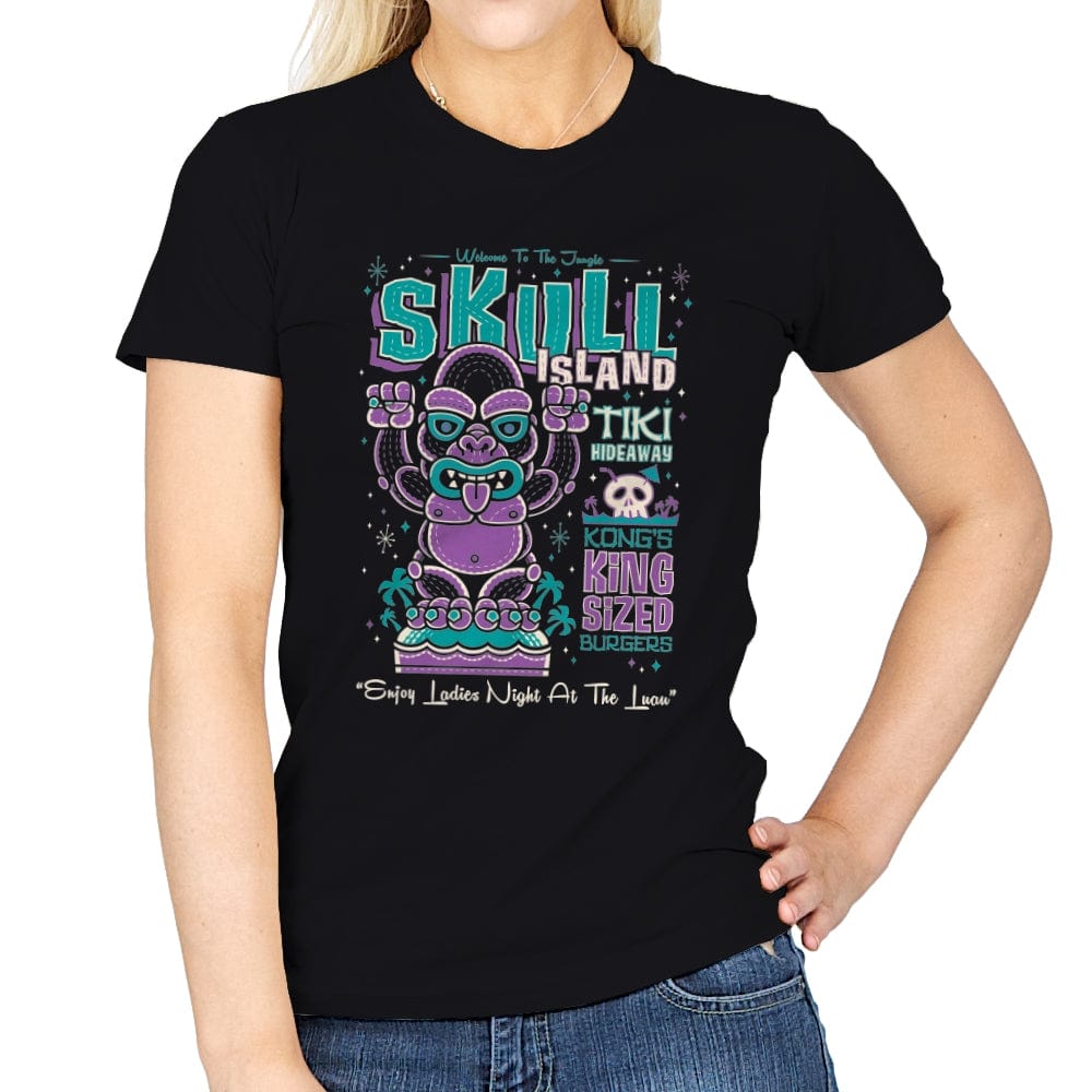 Skull Island Tiki Hideaway - Womens T-Shirts RIPT Apparel Small / Black