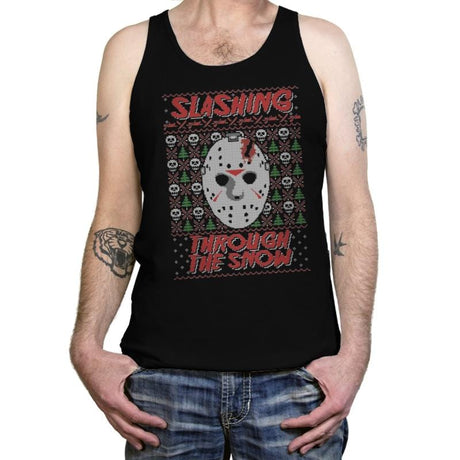 Slashing Through The Snow - Tanktop Tanktop RIPT Apparel X-Small / Black