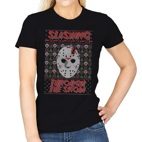 Slashing Through The Snow - Womens T-Shirts RIPT Apparel Small / Black