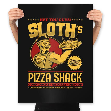 Sloth's Pizza Shack - Prints Posters RIPT Apparel 18x24 / Black