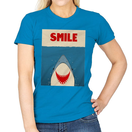 Smile - Womens T-Shirts RIPT Apparel Small / Sapphire