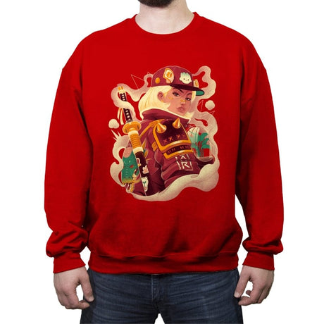 Solar Dragon  - Crew Neck Sweatshirt Crew Neck Sweatshirt RIPT Apparel Small / Red