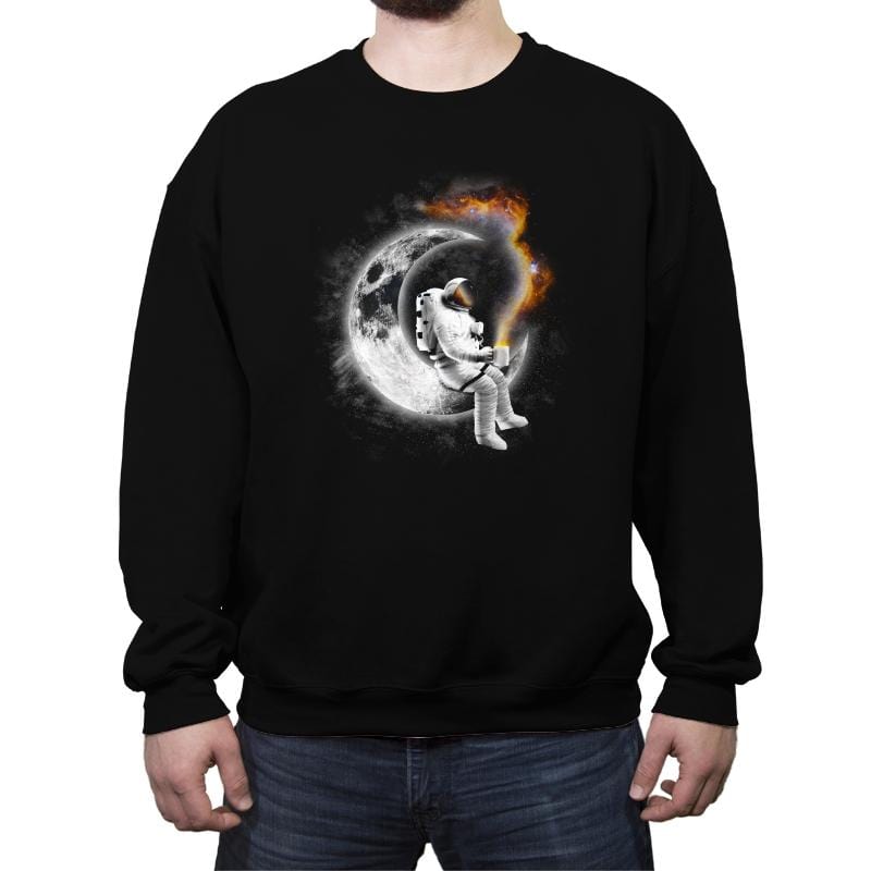 Space Coffee Break - Crew Neck Sweatshirt Crew Neck Sweatshirt RIPT Apparel Small / Black