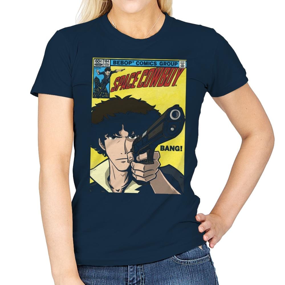 Space Comic - Womens T-Shirts RIPT Apparel Small / Navy