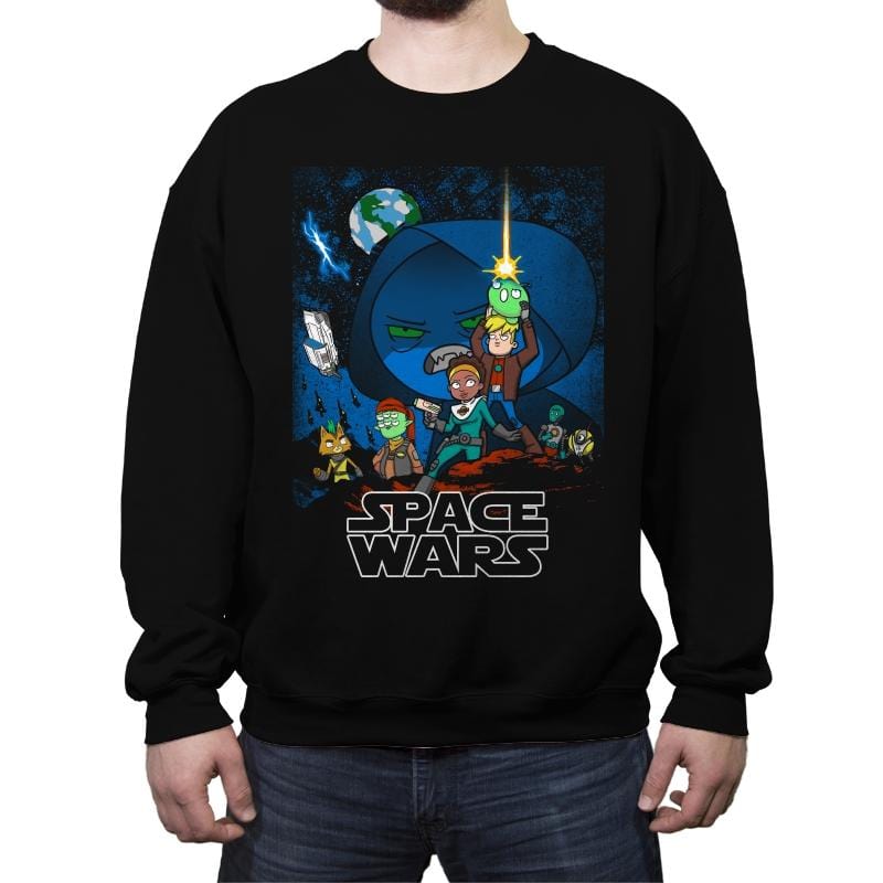 Spacey Wars - Crew Neck Sweatshirt Crew Neck Sweatshirt RIPT Apparel Small / Black