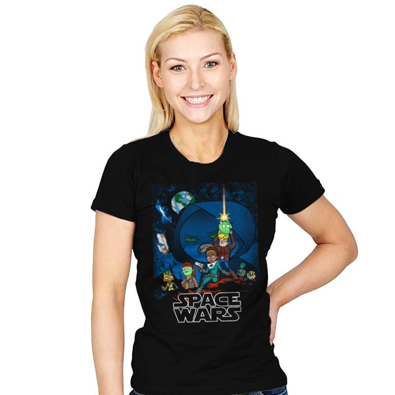 Spacey Wars - Womens T-Shirts RIPT Apparel Small / Black