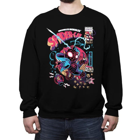 Spider-cat - Crew Neck Sweatshirt Crew Neck Sweatshirt RIPT Apparel Small / Black