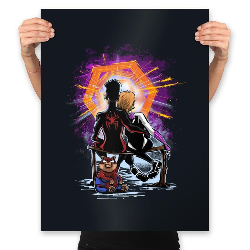 Spiders Gazing at the Moon - Prints Posters RIPT Apparel 18x24 / Black