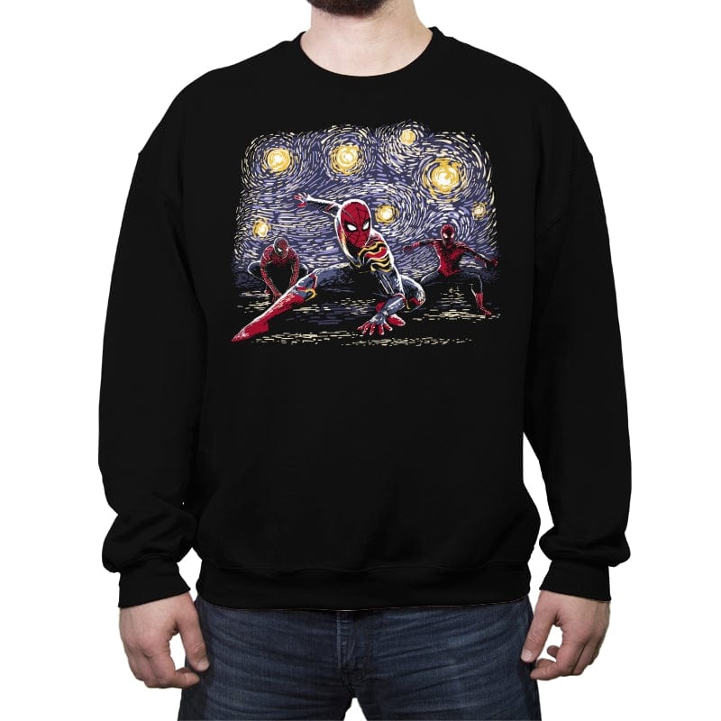 Spiders on a Starry Night - Crew Neck Sweatshirt Crew Neck Sweatshirt RIPT Apparel Small / Black