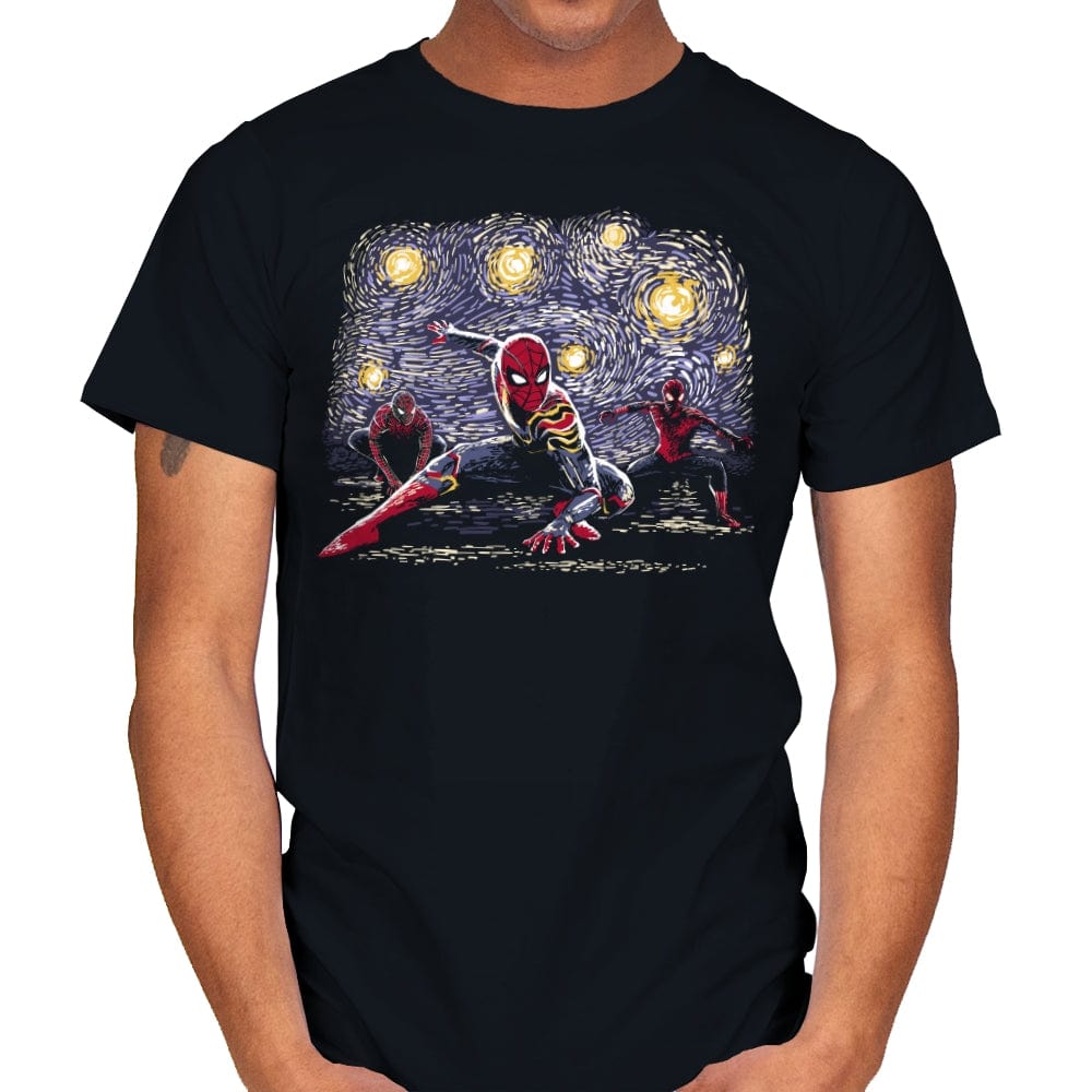 Spiders on a Starry Night - Mens T-Shirts RIPT Apparel Small / Black