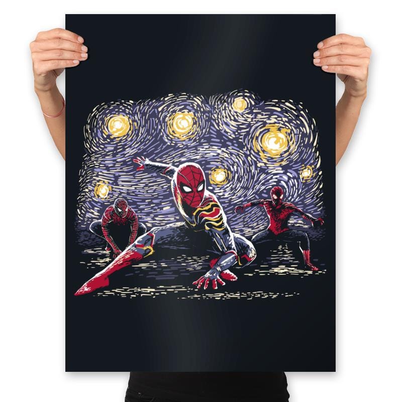 Spiders on a Starry Night - Prints Posters RIPT Apparel 18x24 / Black