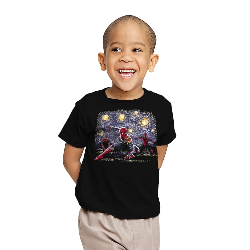 Spiders on a Starry Night - Youth T-Shirts RIPT Apparel X-small / Black