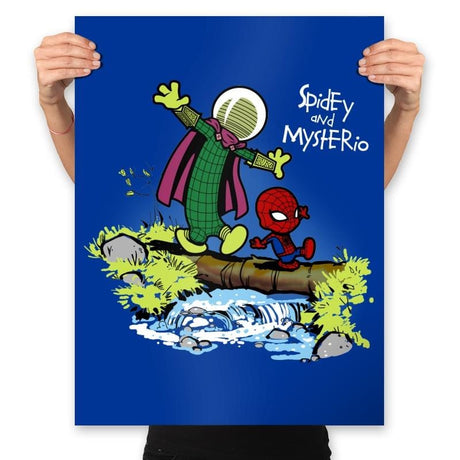 Spidey and Mysterio - Prints Posters RIPT Apparel 18x24 / Royal