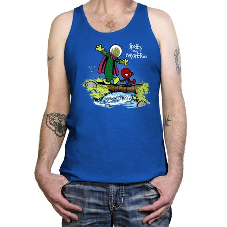 Spidey and Mysterio - Tanktop Tanktop RIPT Apparel X-Small / True Royal