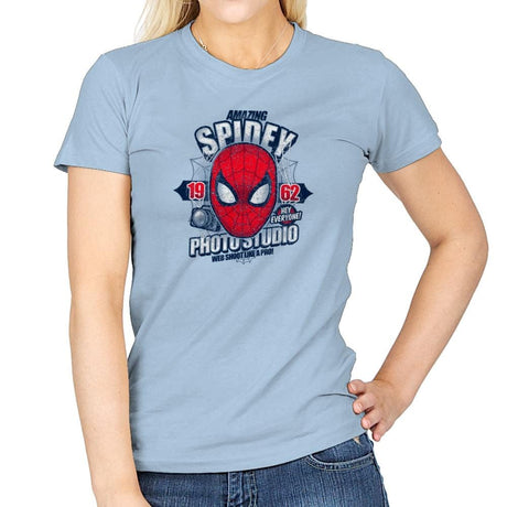 Spidey Photo Studio Exclusive - Womens T-Shirts RIPT Apparel Small / Light Blue