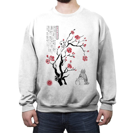 Spirits Sumi-e - Crew Neck Sweatshirt Crew Neck Sweatshirt RIPT Apparel Small / White