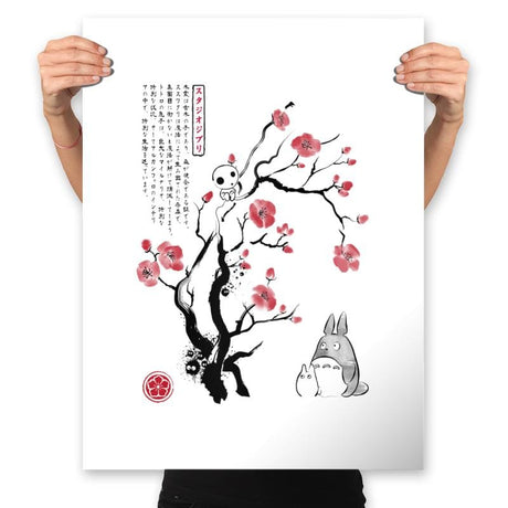 Spirits Sumi-e - Prints Posters RIPT Apparel 18x24 / White