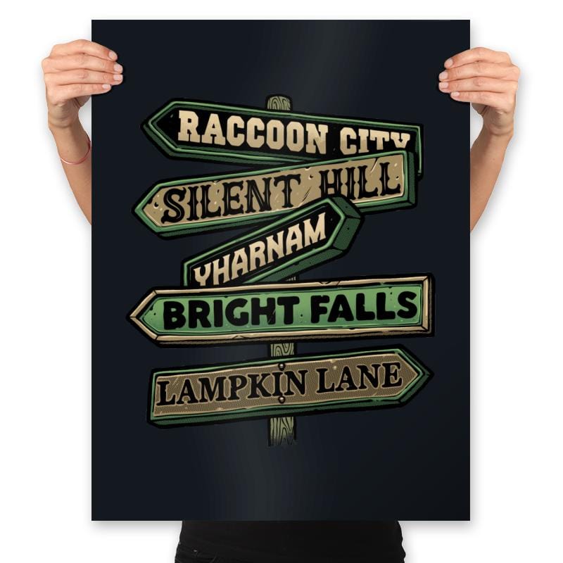 Spooky Towns - Prints Posters RIPT Apparel 18x24 / Black