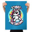 Stabby the Unicorn - Prints Posters RIPT Apparel 18x24 / Sapphire