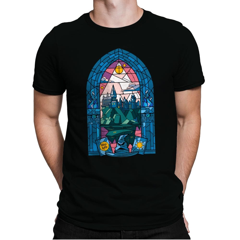 Stained Glass Castle - Mens Premium T-Shirts RIPT Apparel Small / Black