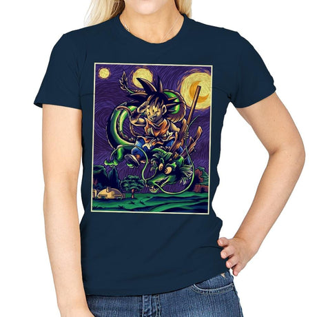 Starry Dragon - Womens T-Shirts RIPT Apparel Small / Navy