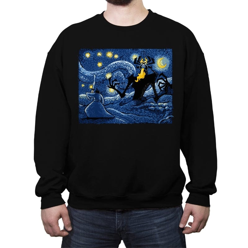 Starry Duel - Crew Neck Sweatshirt Crew Neck Sweatshirt RIPT Apparel Small / Black