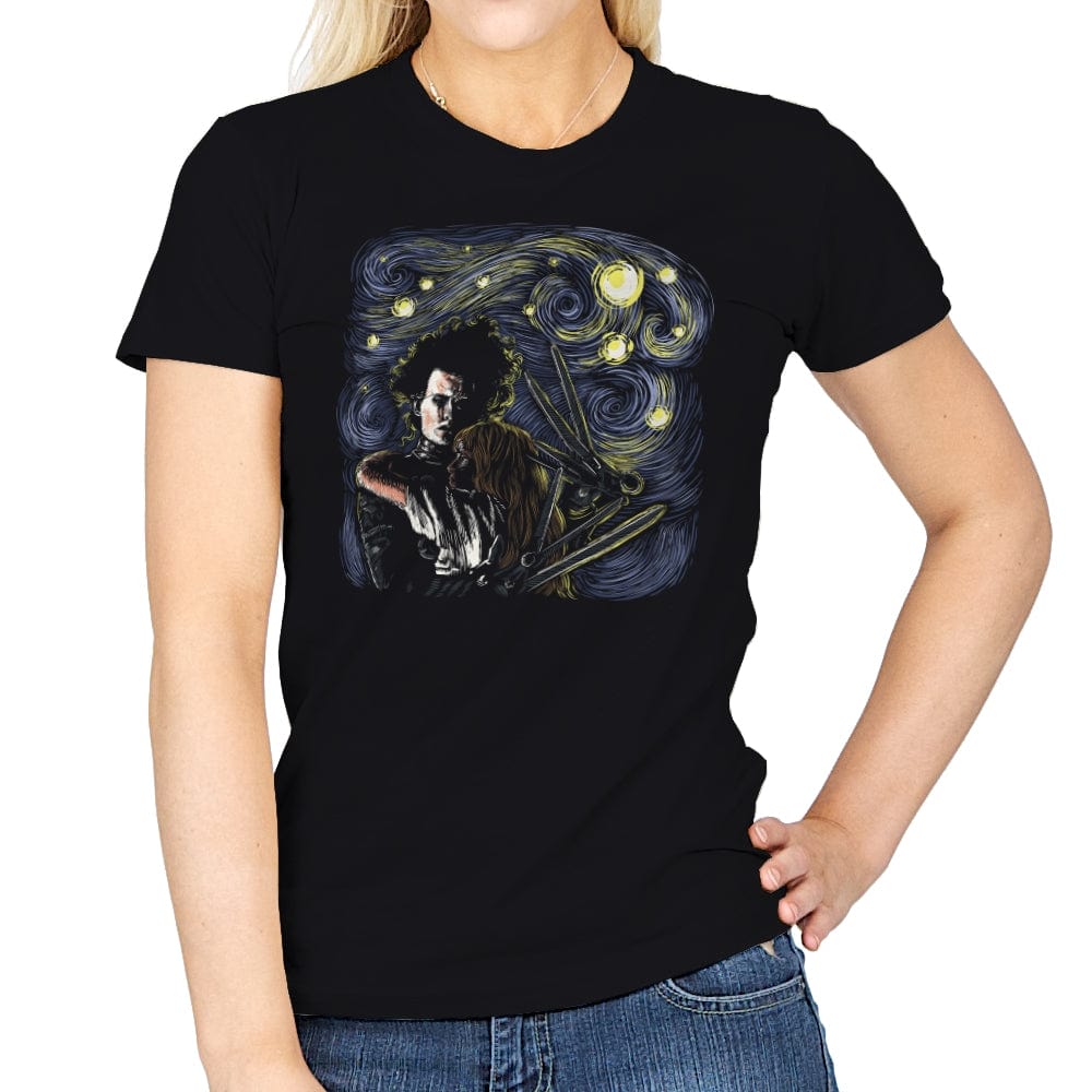 Starry Scissorhands - Womens T-Shirts RIPT Apparel Small / Black