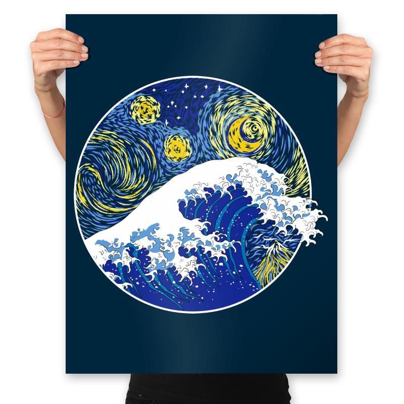 Starry Wave - Prints Posters RIPT Apparel 18x24 / Navy