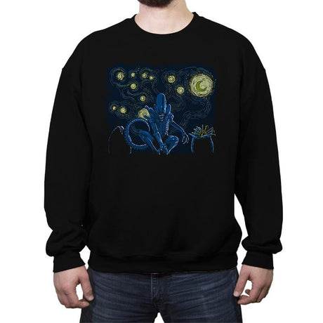 Starry Xenomorph - Crew Neck Sweatshirt Crew Neck Sweatshirt RIPT Apparel Small / Black