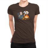 Stay-Burnt, Marshmallow Man Exclusive - Womens Premium T-Shirts RIPT Apparel Small / Dark Chocolate