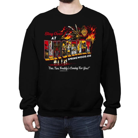 Stay Over at Springwood - Crew Neck Sweatshirt Crew Neck Sweatshirt RIPT Apparel Small / Black