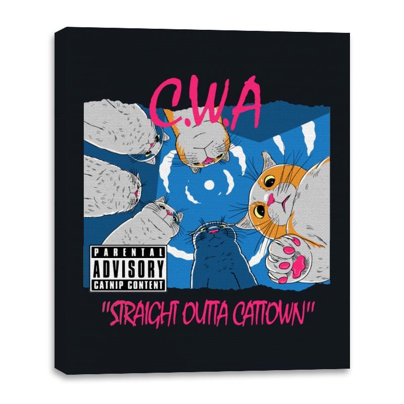 Straight Outta Cattown - Canvas Wraps Canvas Wraps RIPT Apparel 16x20 / Black